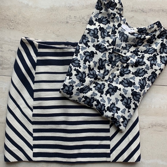 H&M Navy Blue & White Striped Mini Skirt - Picture 1 of 7